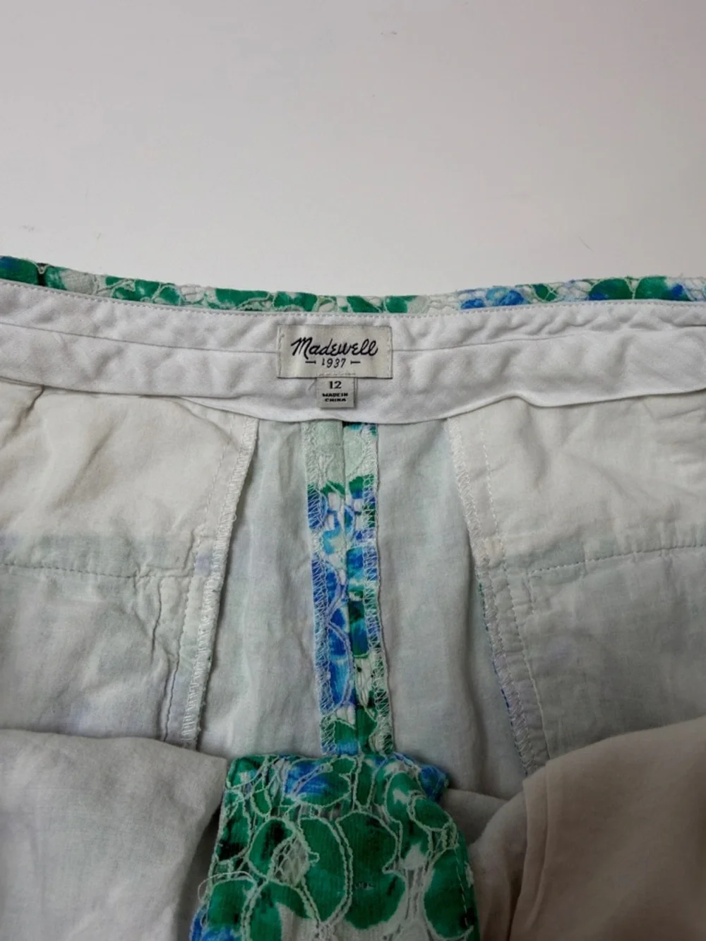 Madewell Blue & Green‎ Floral High-Waist Shorts